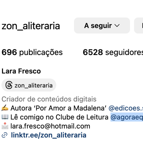 Influencer – Lara Fresco em @zon_aliteraria