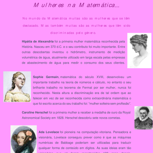 As mulheres na Matemática – 8 de março